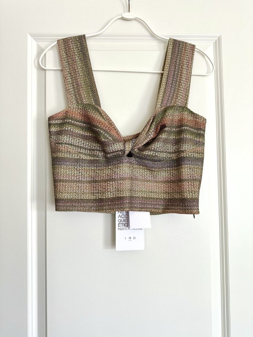 NWT IRO Eloy Knit Twist Front Striped Crop Top in Multi Size 40 (US L)